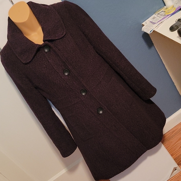 Extra Small Romy Purple Wool Coat - Picture 2 of 6